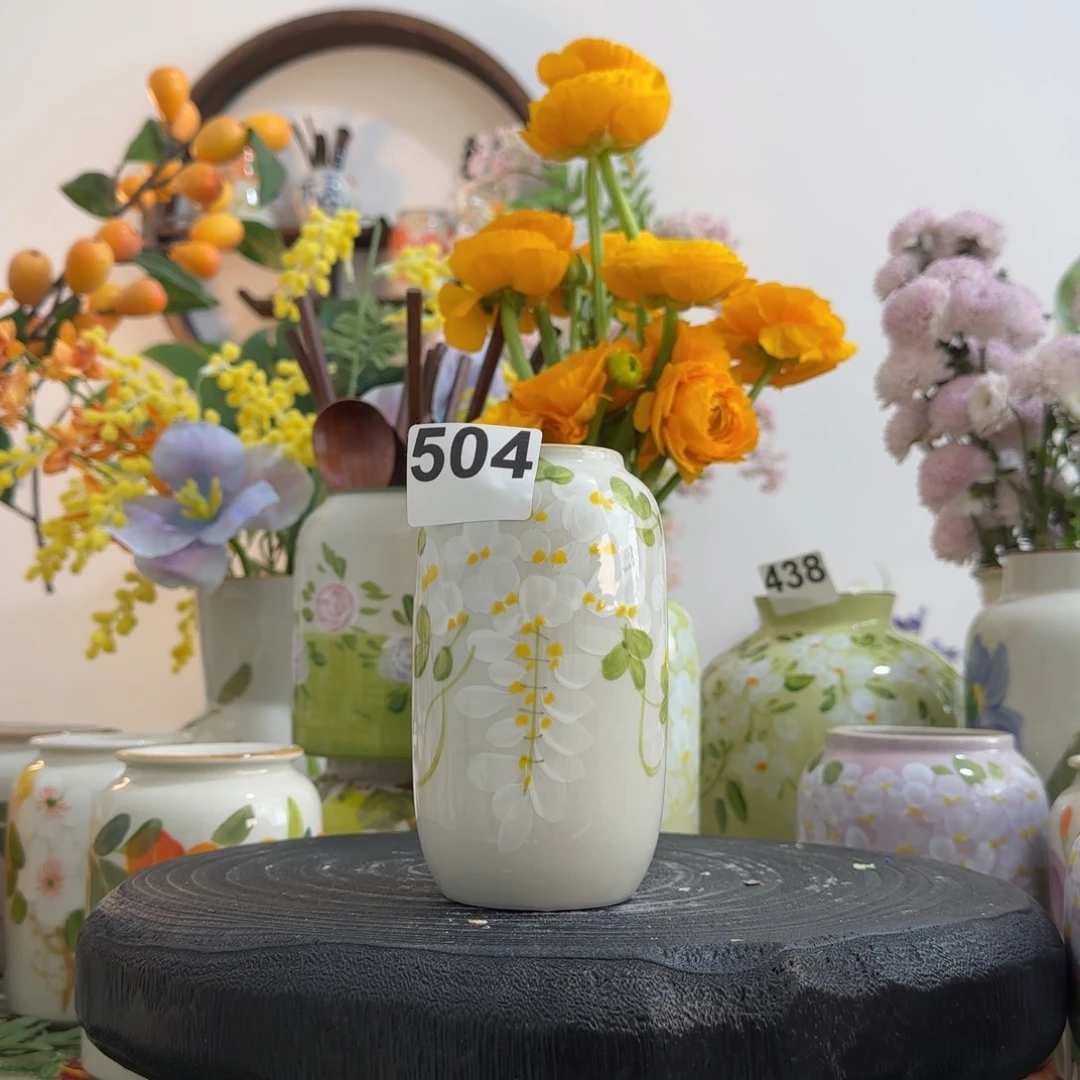 摆件景德镇手作陶瓷花瓶摆件无孔