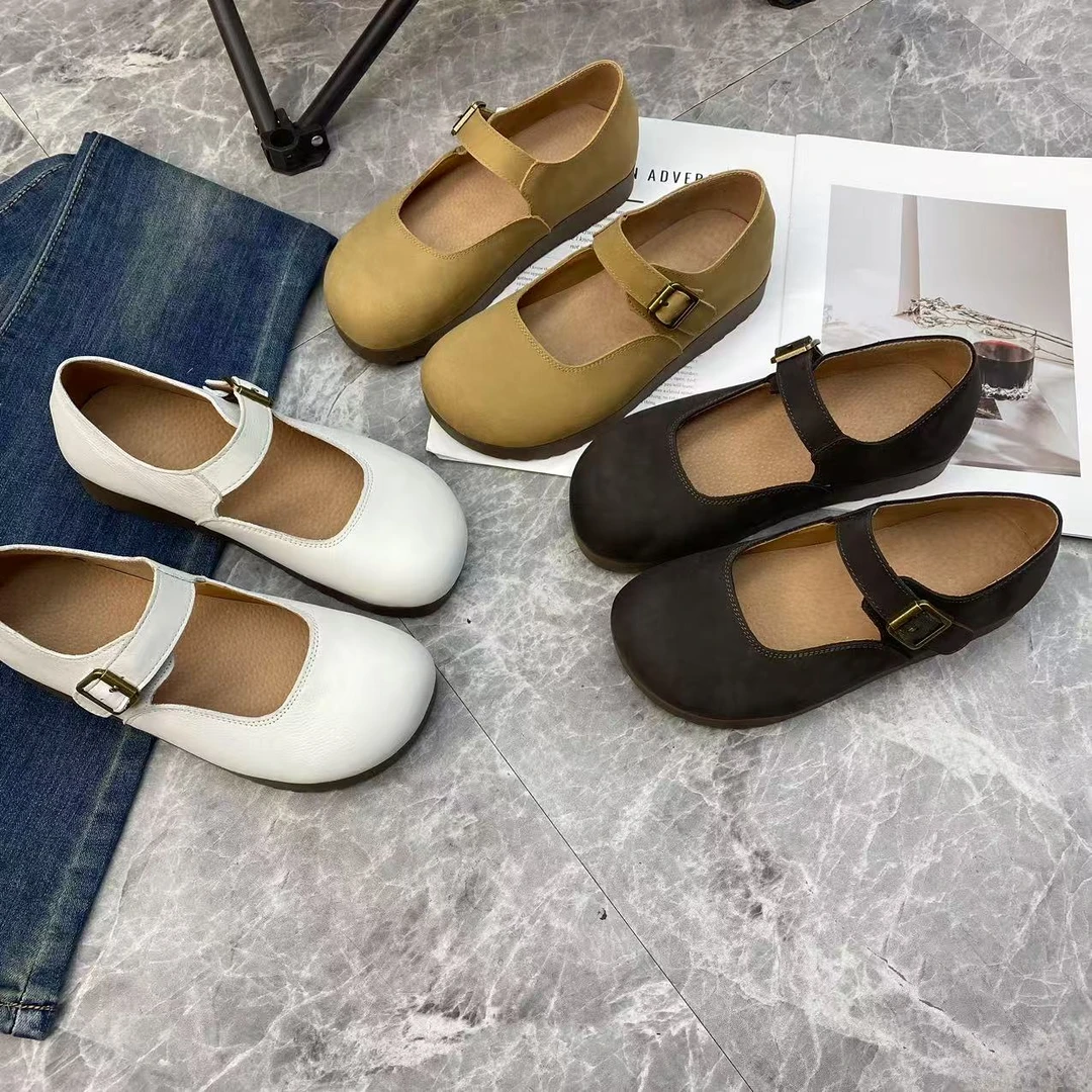 复古韩版平底单鞋女鞋子春秋季新款一字扣带百搭玛丽珍奶奶鞋