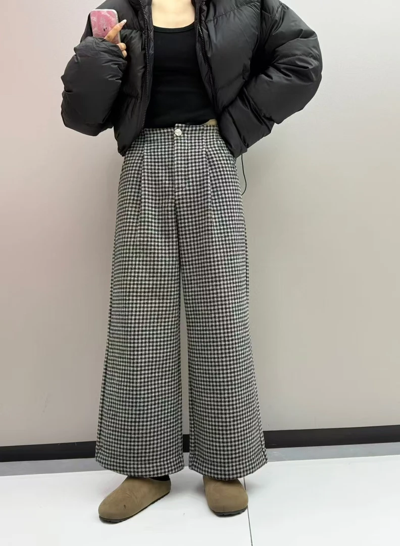 邹先森9571-28杭州高品质经典格子加绒厚款直筒裤