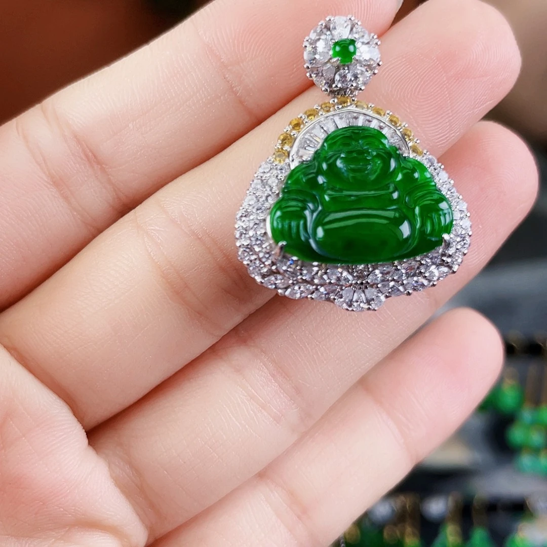 翡翠银S925镶嵌耳饰