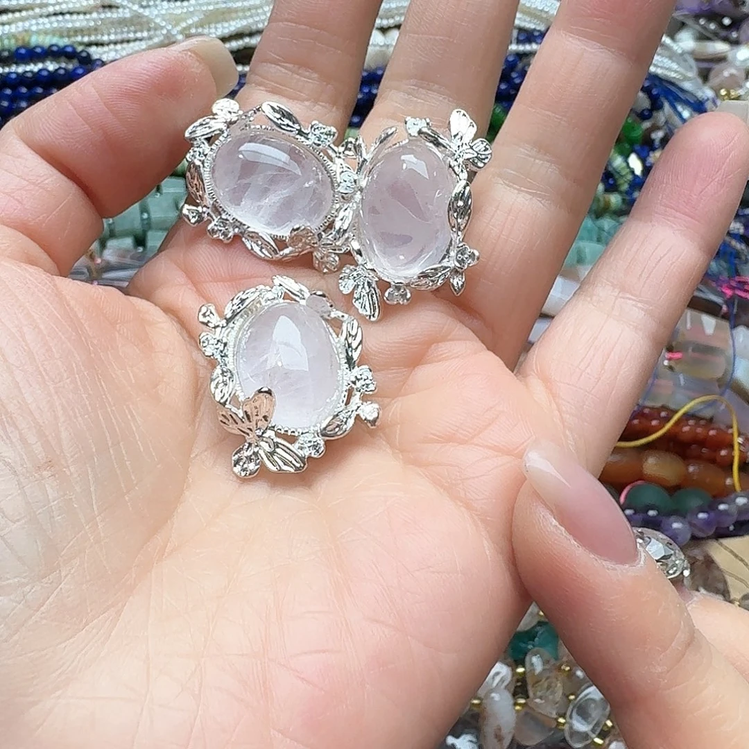 玛瑙/玉髓合金珠宝半成品一个粉晶魔盒