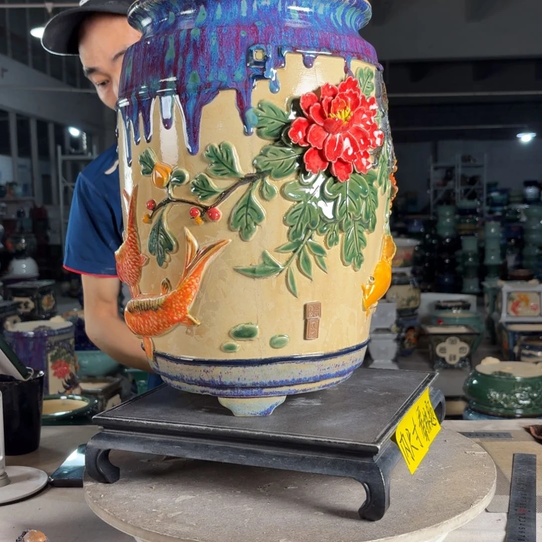 一风堂石湾花盆 内21高42微瑕