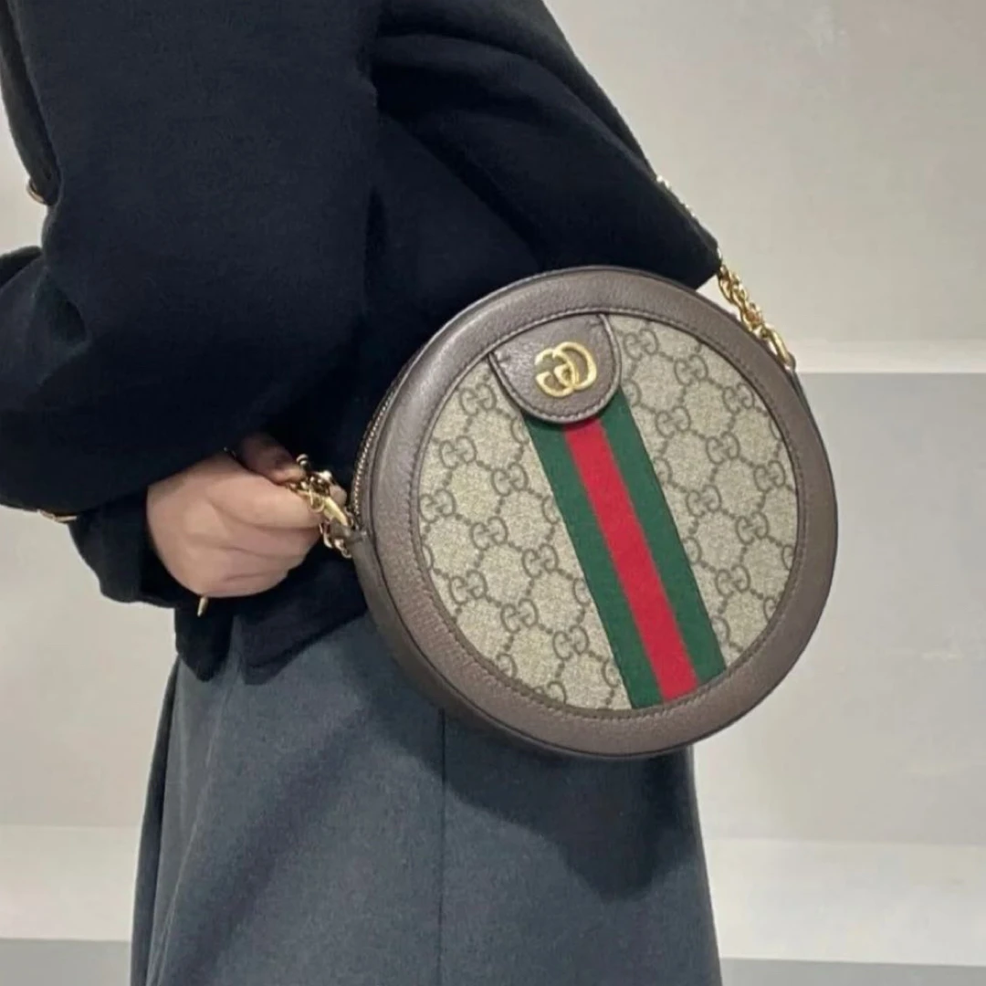 95新 GUCCI/古驰 老花小圆饼/0884