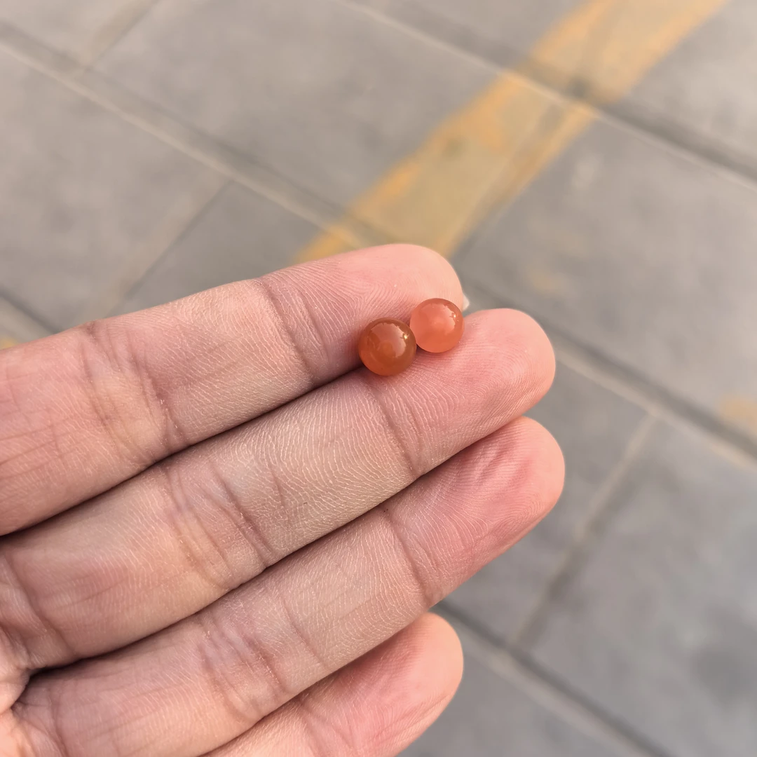 南红圆珠耳钉约卡6--H
