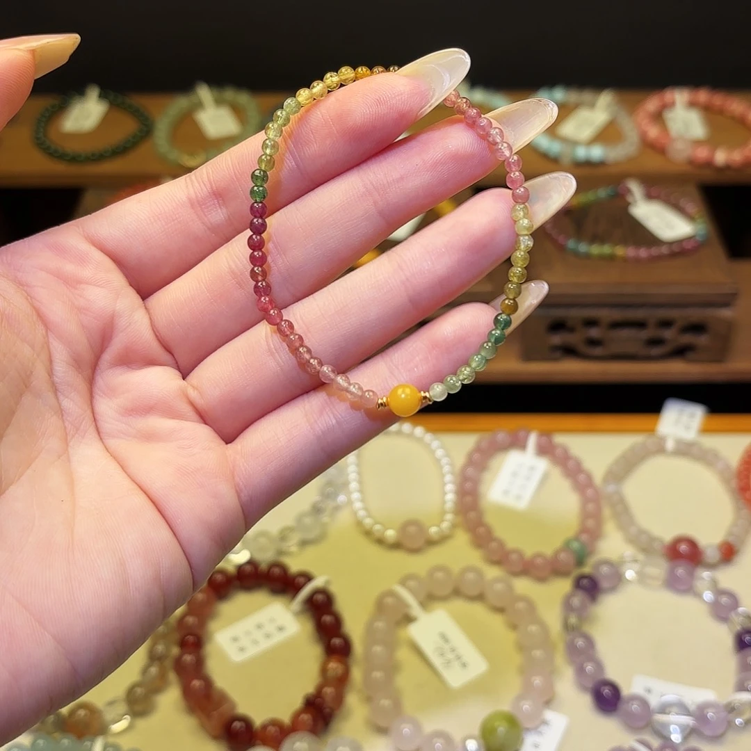 烟晶银S925镶嵌手链碧玺1341