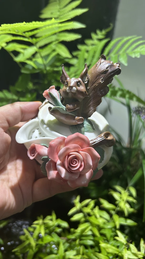 黄秋阳柴烧作品小松鼠宝瓶壶