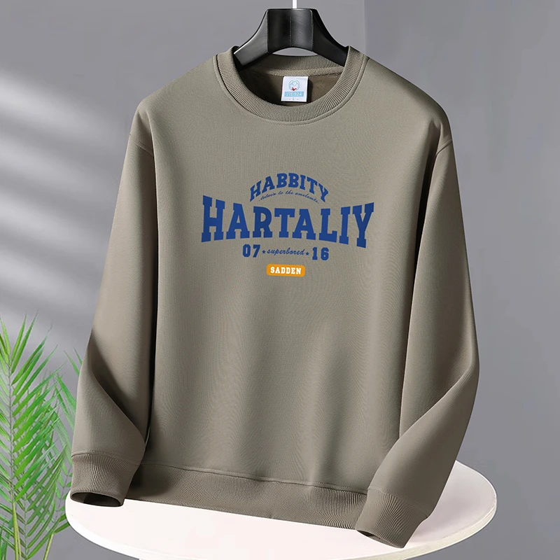 HARTALIY印花男士新款卫衣2025新款秋季男上衣休闲长袖圆领套头衫