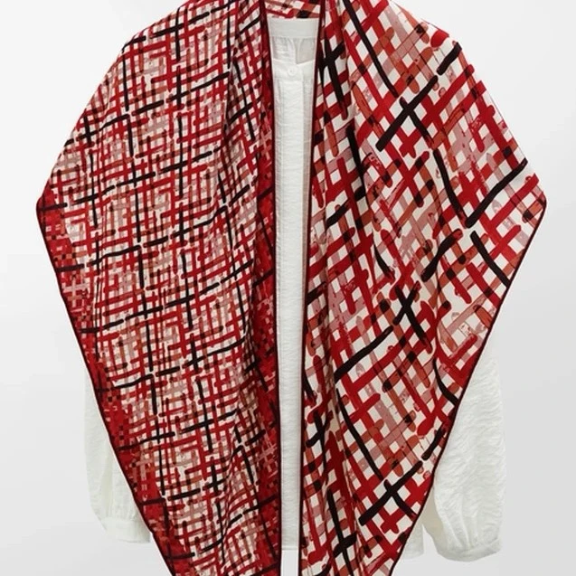 红色大三角巾120cm*120cm*180cm女士气质百搭丝巾双面大方围巾