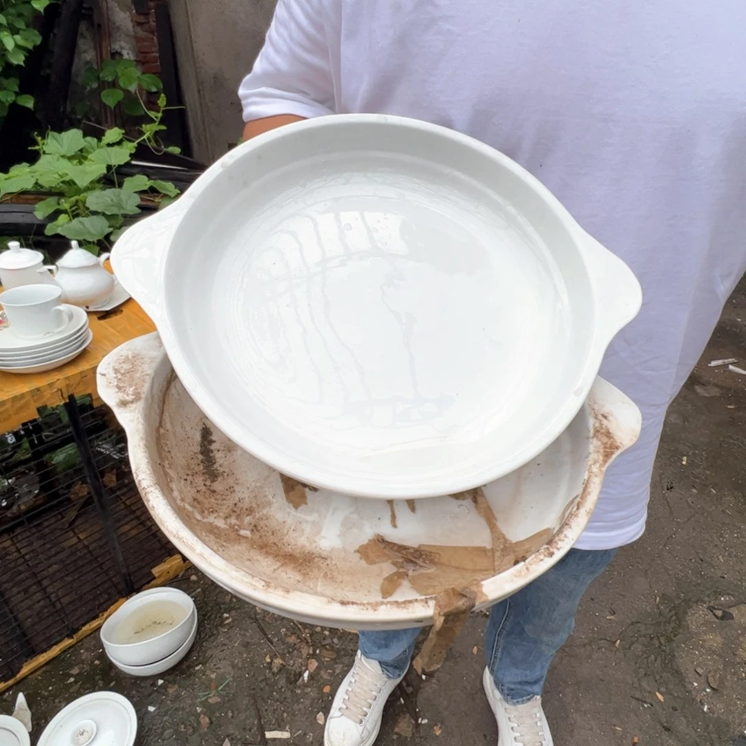 瓷片景德镇10寸双耳盘2个