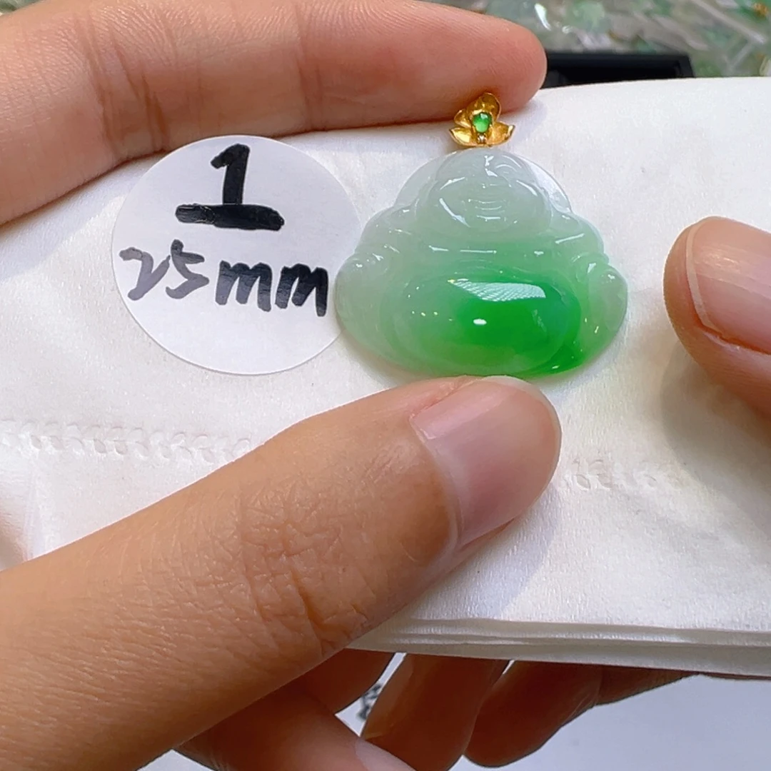 翡翠18K金镶嵌吊坠(不含链)