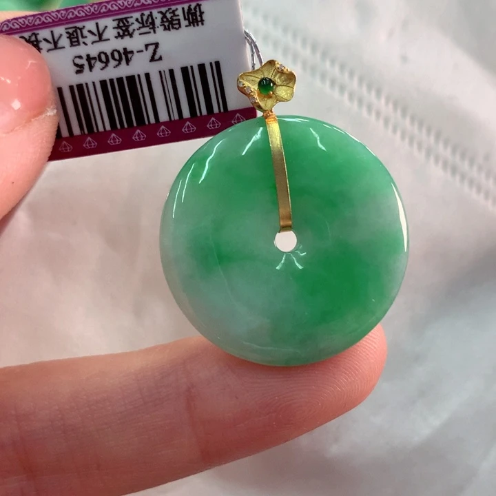 翡翠吊坠(不含链)18K金镶嵌