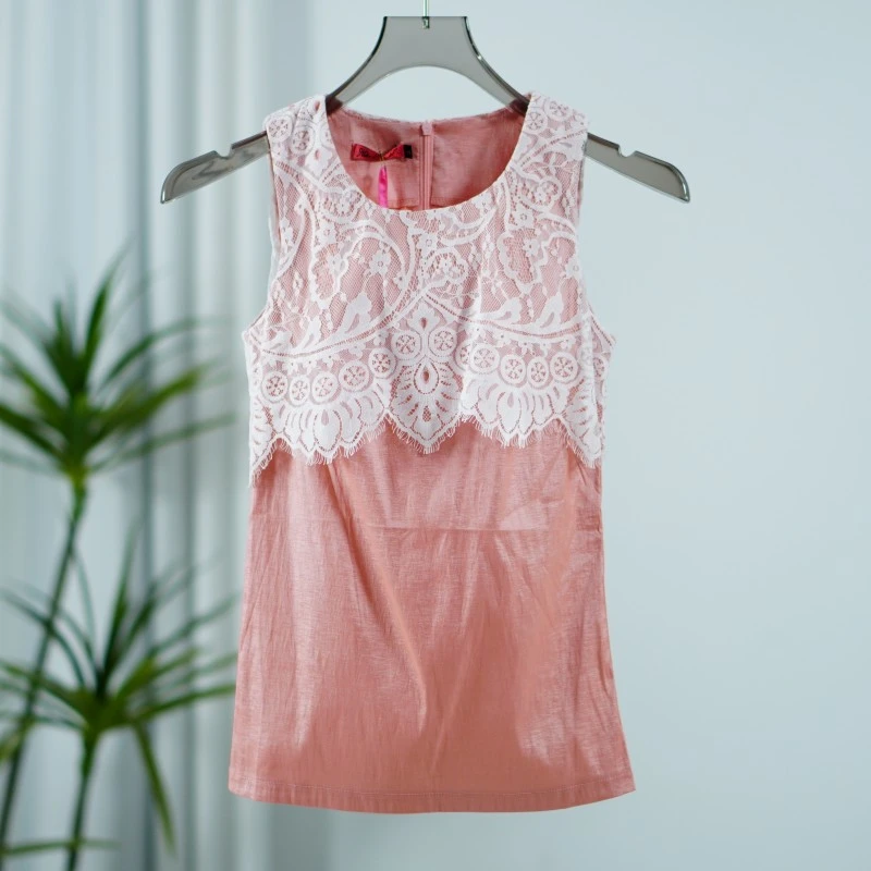 尚系列  S716-5  女装简约拼接蕾丝背心粉色