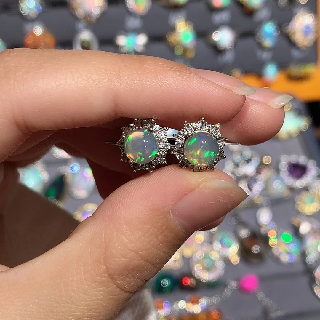 欧泊银S925镶嵌欧泊耳饰y