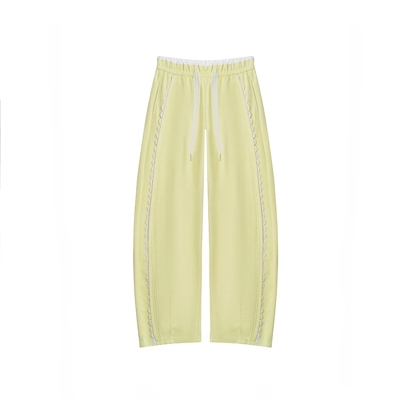【香蕉裤】松紧高腰蕾丝边系带休闲香蕉裤卫裤A2911JJ