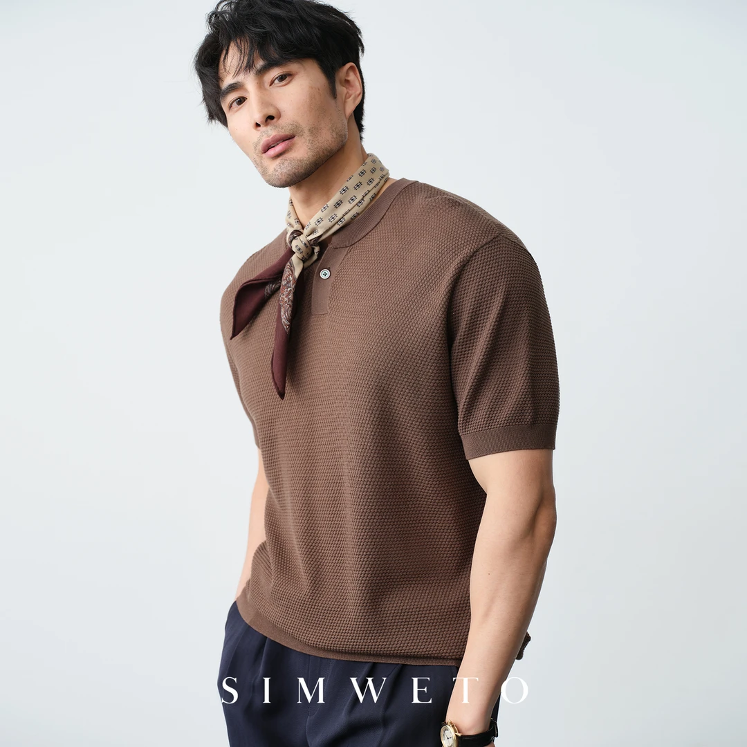 【100%兰精天丝】肌理凉感透气 夏季圆领polo衫男休闲商务短袖T恤