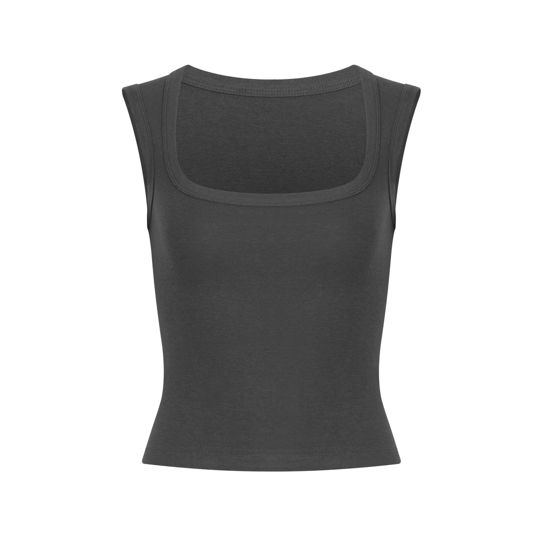 【Aliu自制】OOTD美国莱卡纤维宽肩背心版型好到爆！显瘦U领遮副乳女