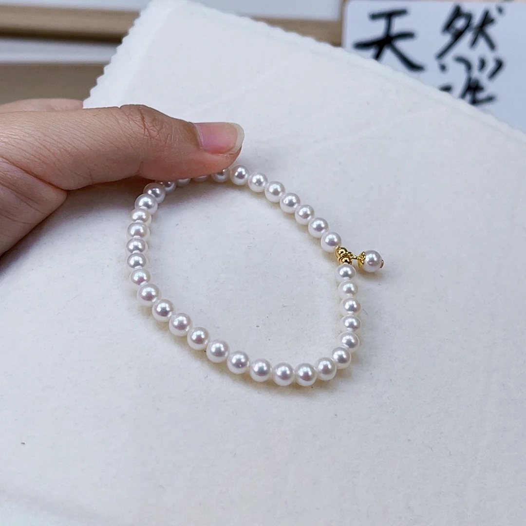 银S925镶嵌手绳淡水珍珠5-6天然淡水珍珠手链