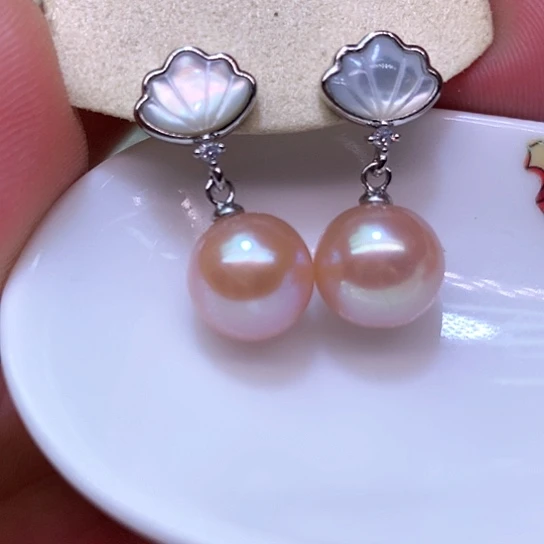 淡水珍珠耳饰银S925镶嵌
