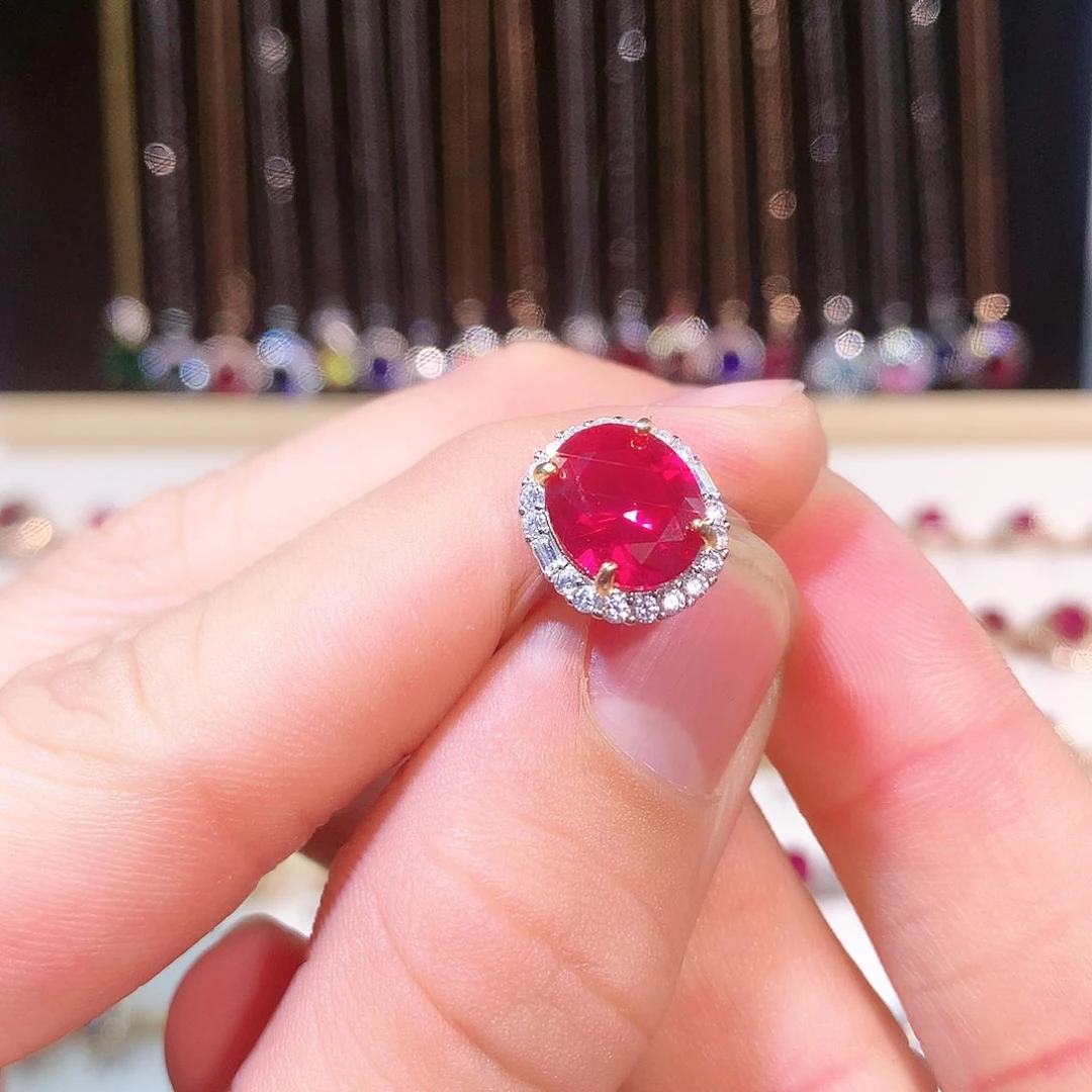 红宝石戒指银S925镶嵌