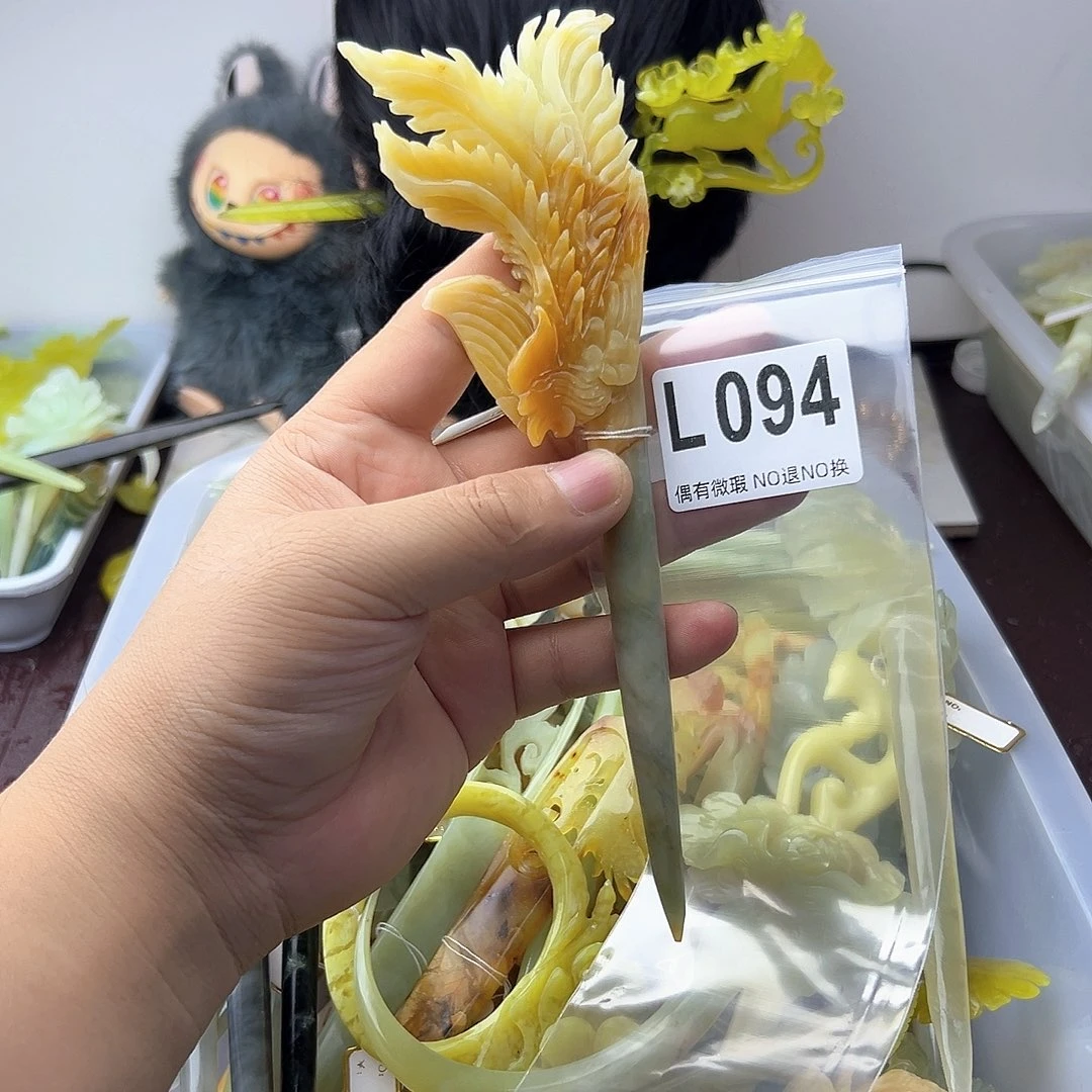 合金蛇纹石玉发饰三*