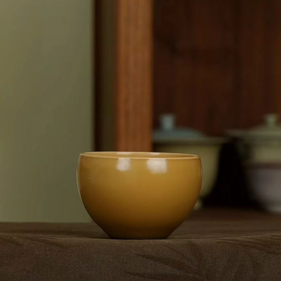玄黄蛋杯龙泉青瓷手工陶瓷茶杯复古高档功夫茶具品茗杯