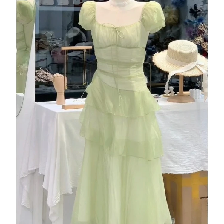 法式超仙气质薄荷绿色连衣裙女2026新款夏天巨好看的海边度假裙子