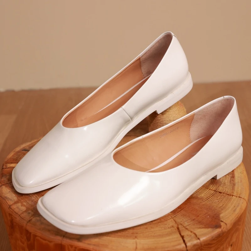 【抖音专属】方头浅口平底鞋（D1865-1-白色）