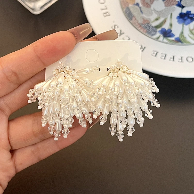 非金属仿珍珠耳饰 法式甜美气质串珠耳环2025春夏新款烟花耳钉