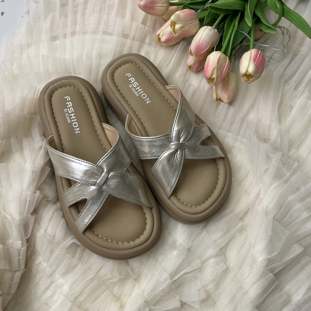 小敏家 网红爆款巨好看交叉带一字拖 法式精致高级感超火凉拖鞋