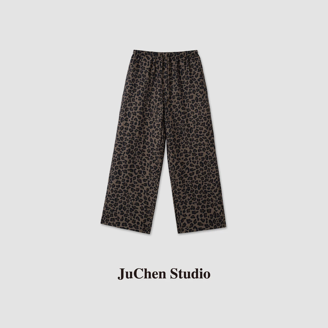 JC By JuChen雪豹裤超细纱线凉感千禧复古街头豹纹九分裤SS044238