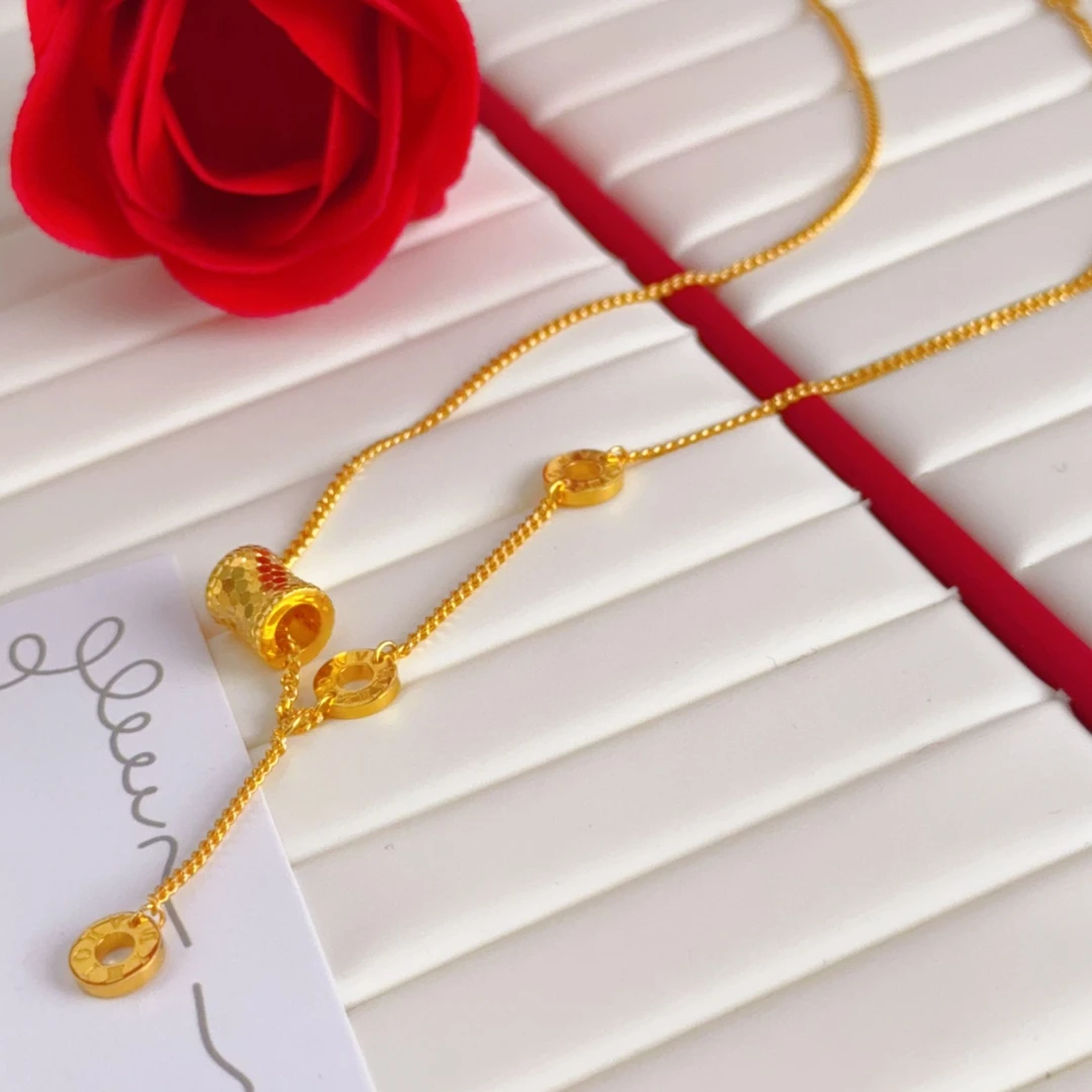 坠链均足银 包厚金流速小蛮腰蜂巢套链时尚闪耀轻奢精致经典百搭