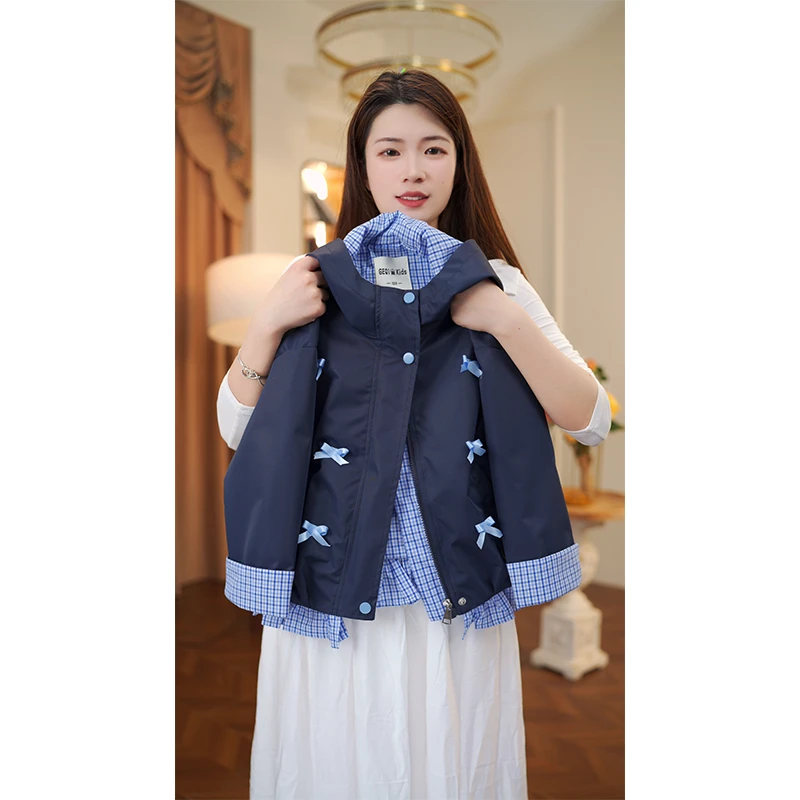 女童外套2025春秋季中大童儿童春秋装蝴蝶结装饰穿搭9555