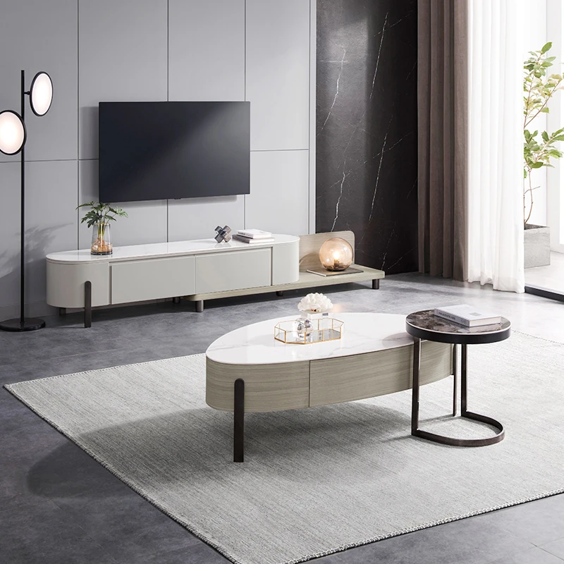 家具【国补】芝华仕现代岩板茶几电视柜极简喝茶桌椅组合PT043