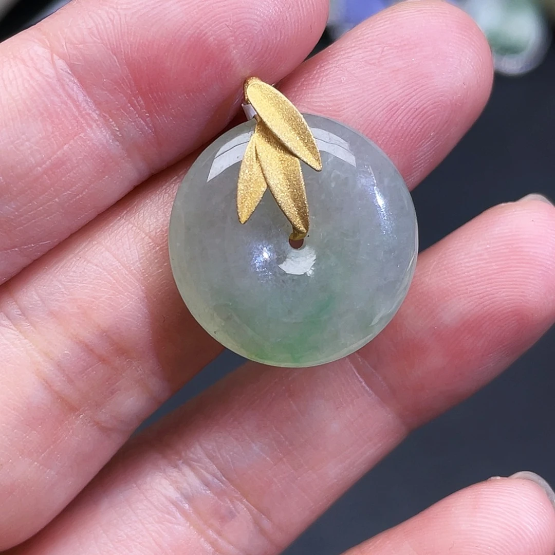 翡翠18K金镶嵌吊坠(不含链)