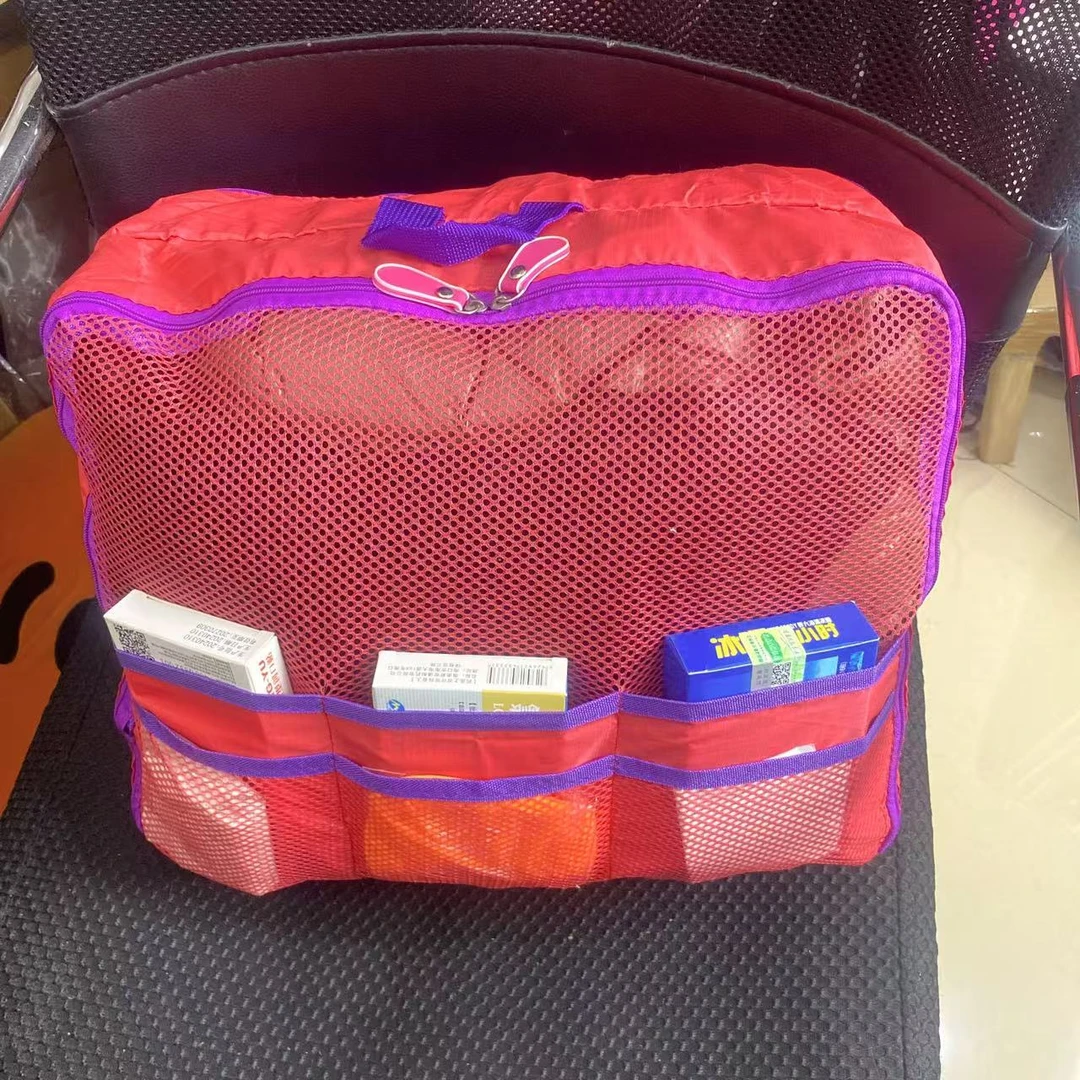 【36*28*15】双层西瓜红带口袋收纳袋