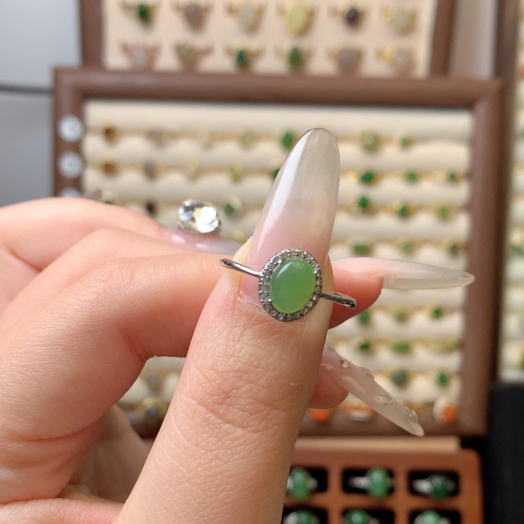 和田玉银S925镶嵌戒指