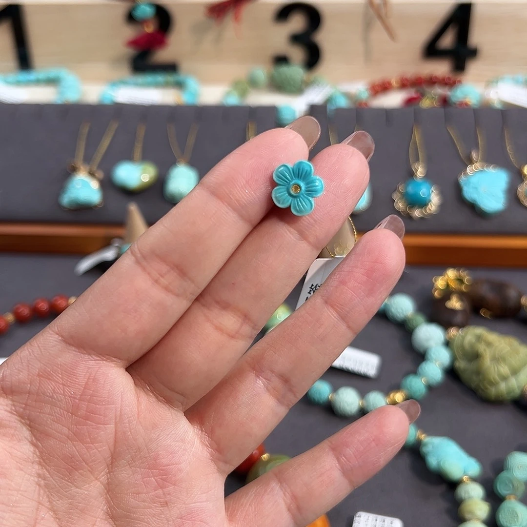 绿松石未镶嵌把件花卡子配饰