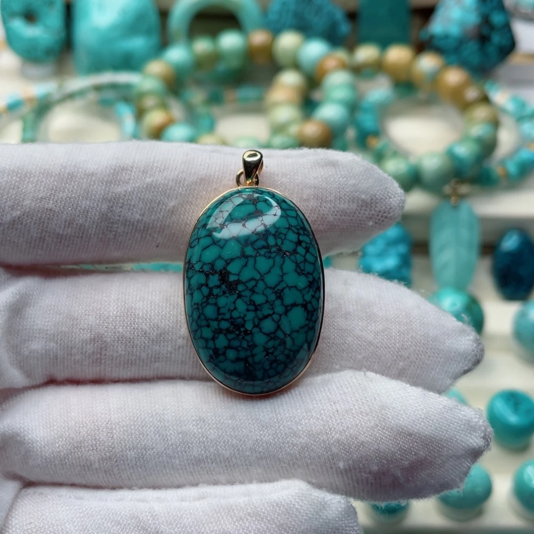 绿松石18K金镶嵌珠宝奇石