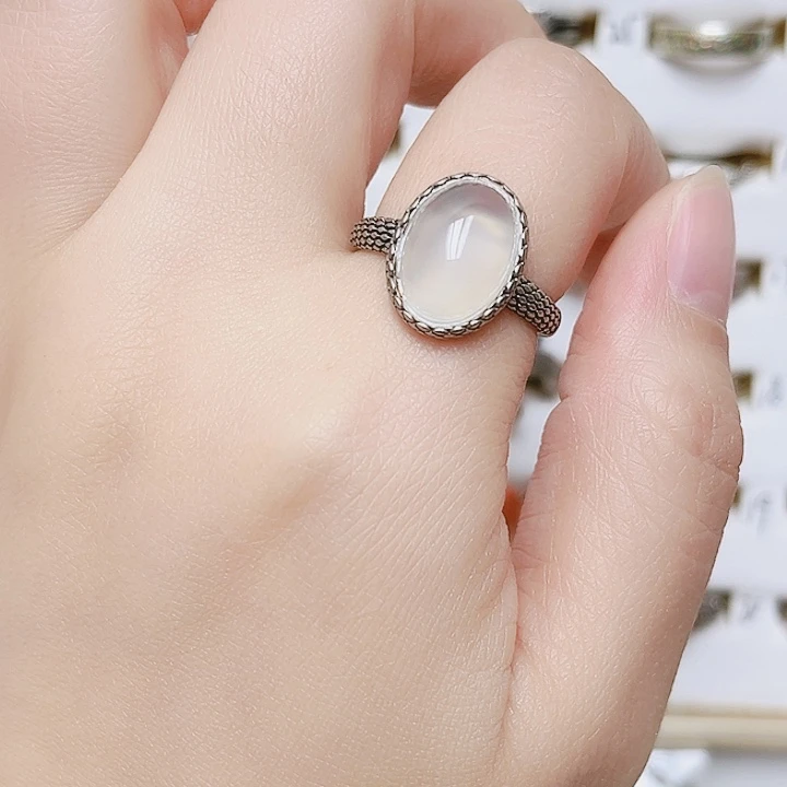 玛瑙/玉髓银S925镶嵌戒指