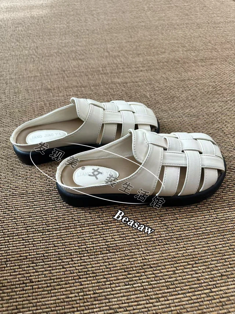 上新！夏季新款百搭外穿包头编织女凉拖鞋轻便舒适透气防滑