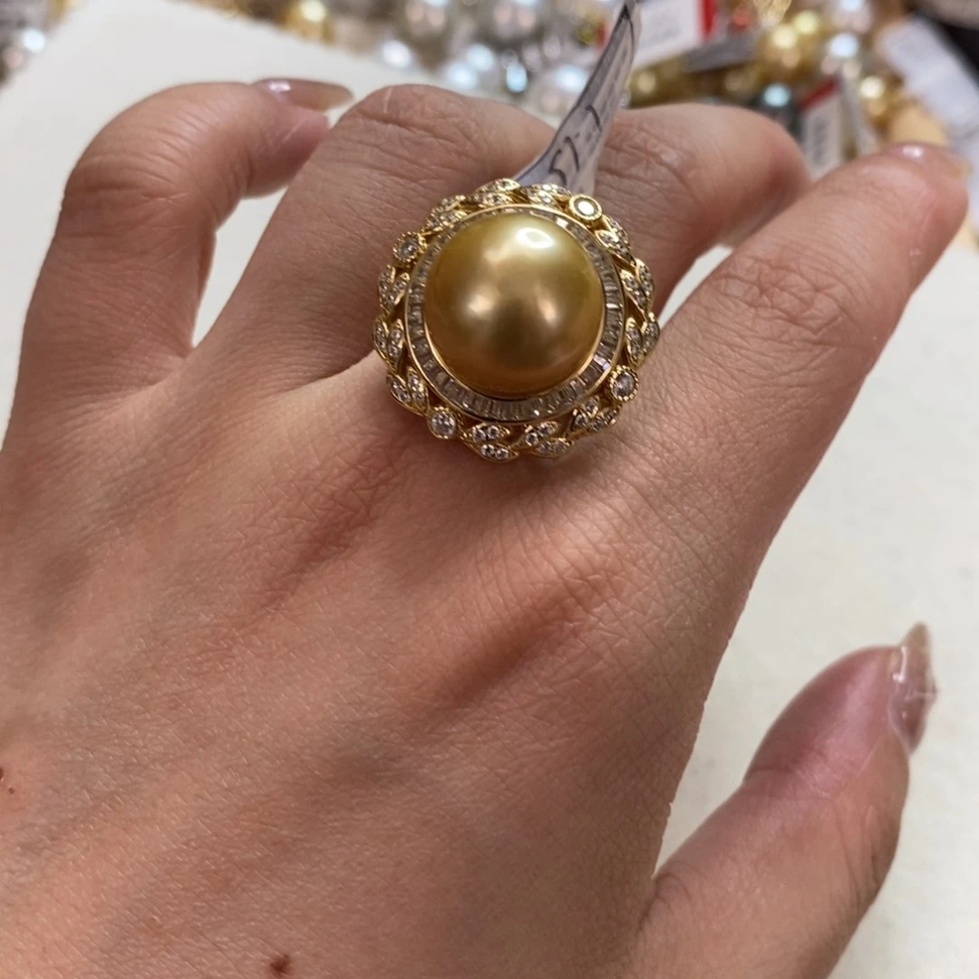 戒圈银S925镶嵌海水珍珠