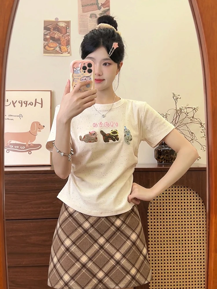 现【大码】8124夏季新款女装灰色T恤高级感穿搭漂亮上衣