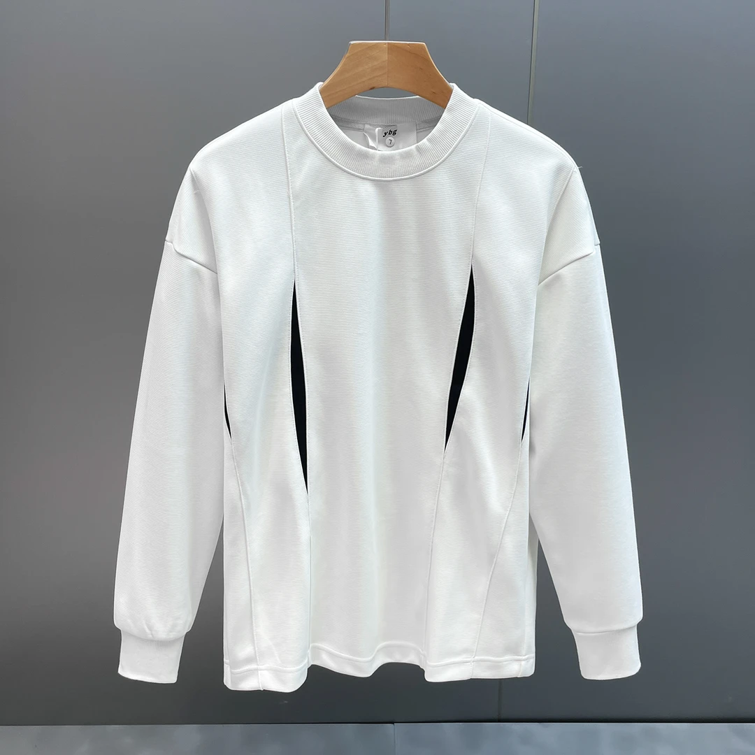 秋款圆领简约休闲宽松卫衣男潮流时尚小众风百搭纯色套头男士上衣