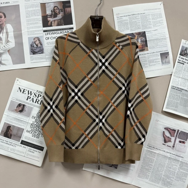 【国际装-英伦格子】秋冬新款男士英伦风格子针织外套