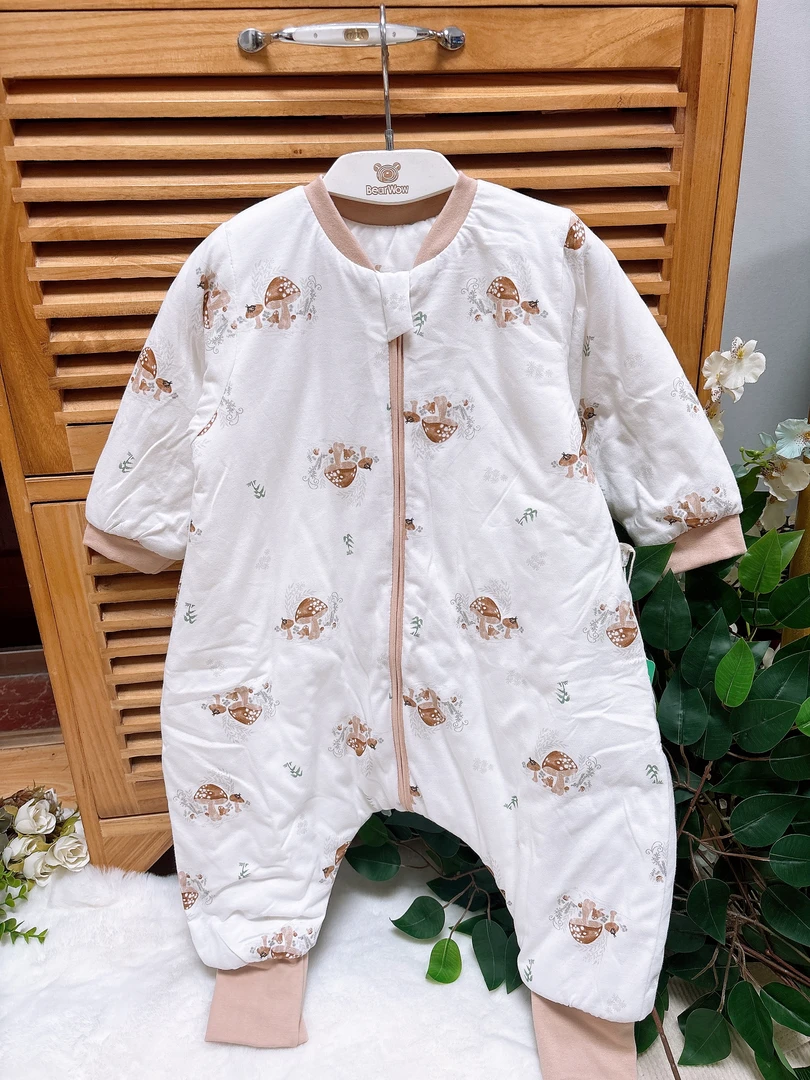 【100克厚度】宝宝睡袋秋冬薄棉分腿防踢神器婴儿纯棉拉链睡衣睡袋