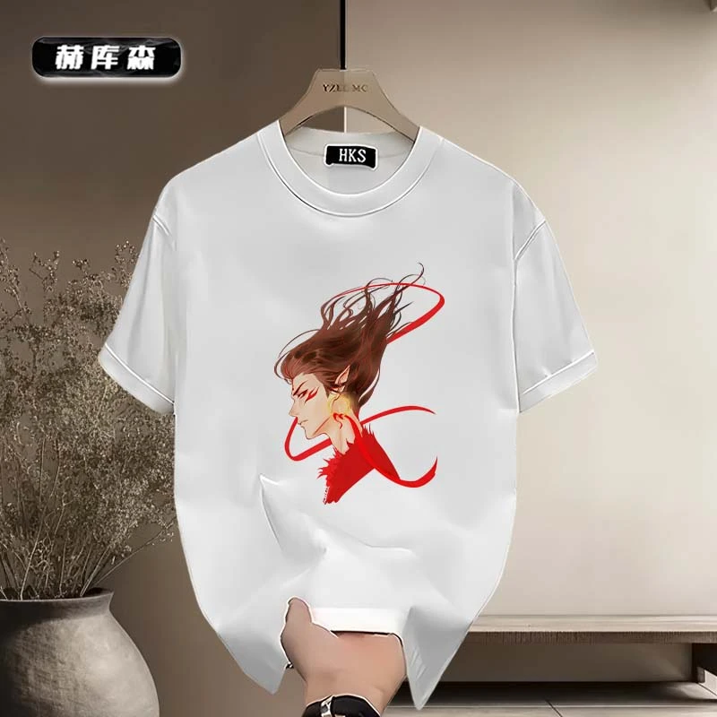 赫库森夏季美式休闲男女同款创意印花个性潮流百搭圆领T恤上衣ins