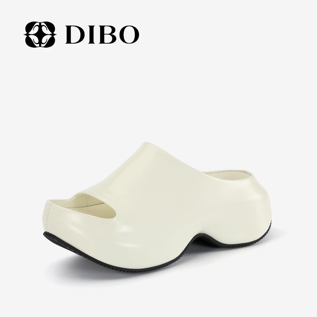 DIBO碲铂 晴空之下 纯色油亮面拖鞋时髦设计感一字拖25223539