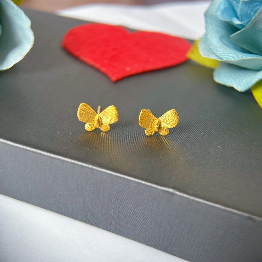 【足金5G拉丝蝴蝶耳钉】直针C款爆闪【不支持7天无理由退换货】