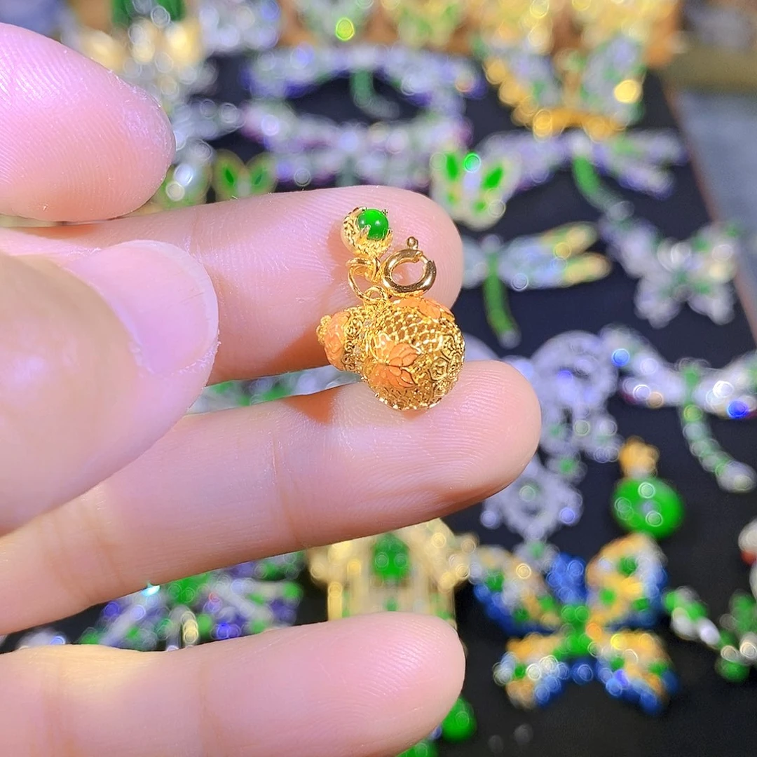 吊坠(不含链)银S925镶嵌翡翠