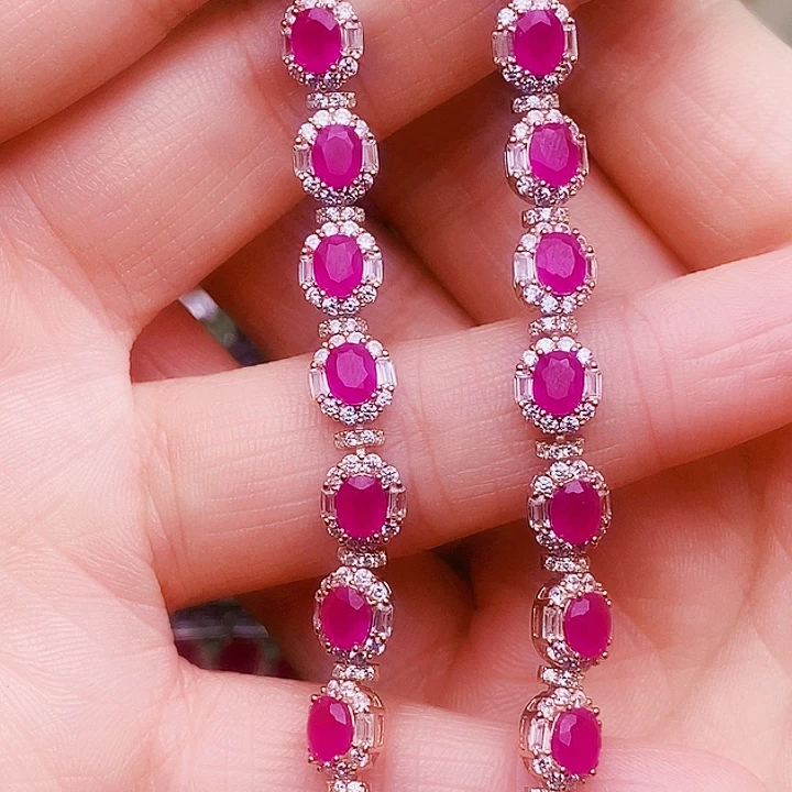 红宝石银S925镶嵌颈饰